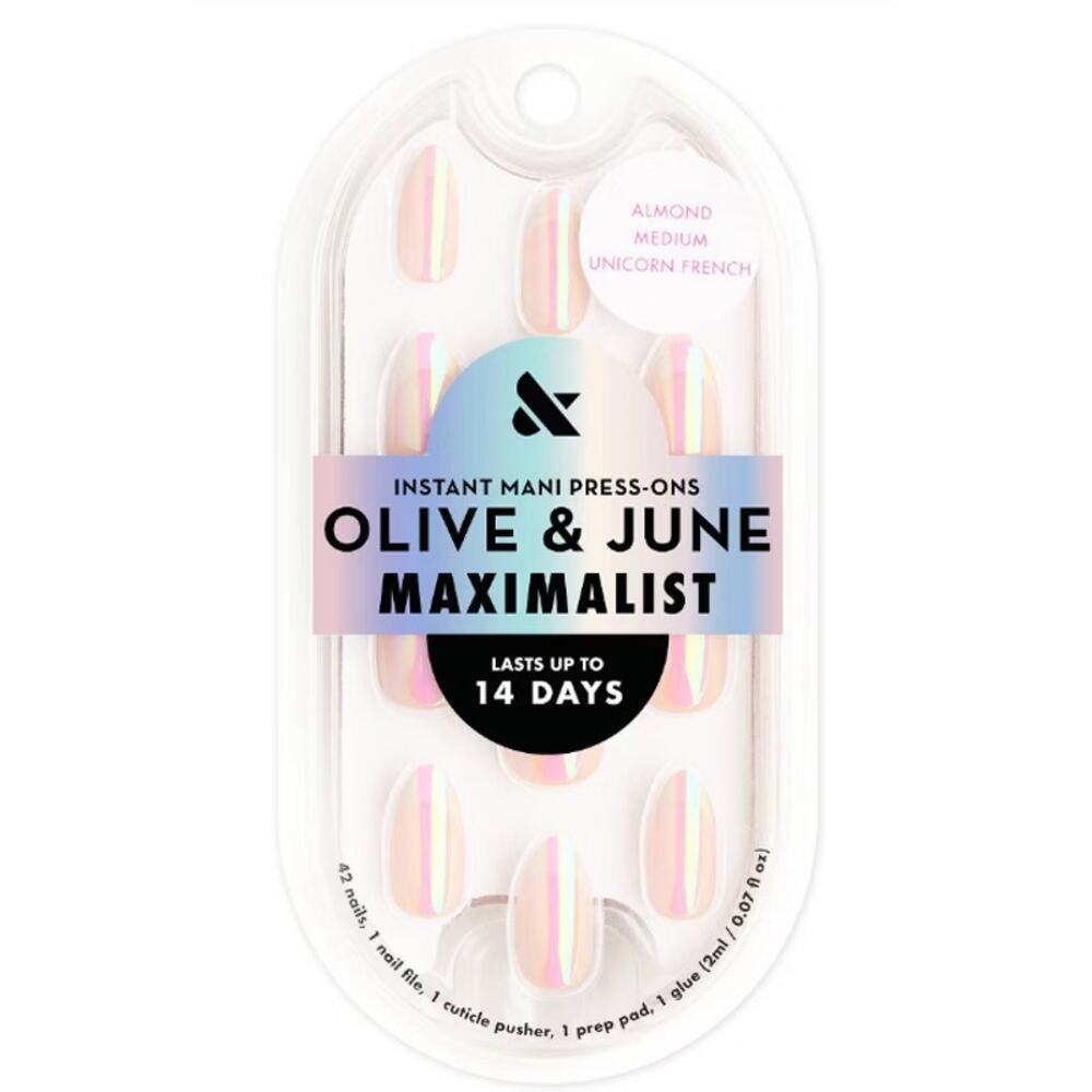 Olive & June Maximalist Press-On Nails- Short- Round- Color Unicorn French